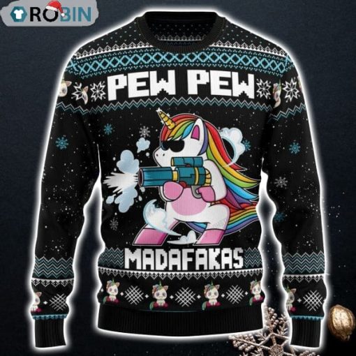 Unicorn Pew Pew Ugly Christmas Sweatshirt