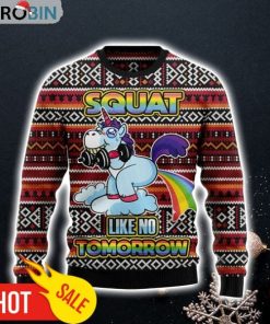 Unicorn Squat Like No Tomorrow Ugly Christmas Sweatshirt