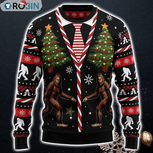 Vintage Bigfoot Funny Sweaters Ugly Christmas Sweater