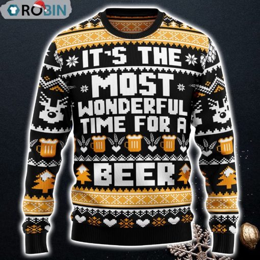 Wonderful Time For A Beer Funny Sweaters Ugly Christmas Sweater