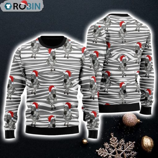 Zebra Wearing Santa Hats For Men And Women Ugly Sweater Gift