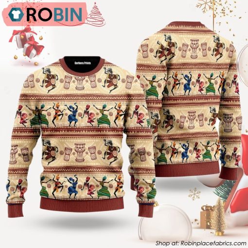 African Dancing On Ethnic Ugly Christmas Sweater
