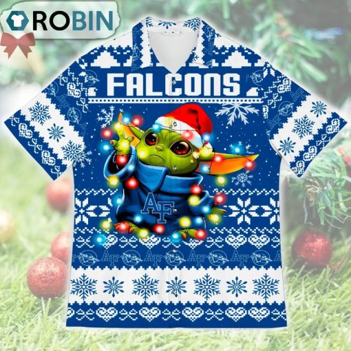 Air Force Falcons Baby Yoda Star Wars Ugly Christmas Design Short Sleeve Shirt