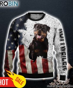 American Rottweiler Dog Lover American Flag Ugly Christmas Sweater