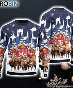 Angus Cattle Red Barn Farm Ugly Christmas Sweater, Perfect Gift and Outfit For Farmers on Christmas
