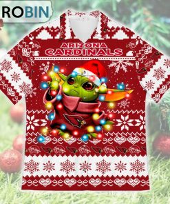 Arizona Cardinals Baby Yoda Star Wars Ugly Christmas Design Short Sleeve Shirt