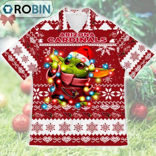 Arizona Cardinals Baby Yoda Star Wars Ugly Christmas Design Short Sleeve Shirt