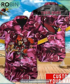 Arizona Cardinals Tropical Leaf Mascot 3D Printed Summer Hawaiian Shirt Arizona Cardinals Tropical Leaf Mascot 3D Printed Summer Hawaiian Shirt