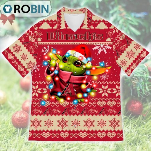 Arizona Diamondbacks Baby Yoda Star Wars Ugly Christmas Design Short Sleeve Shirt