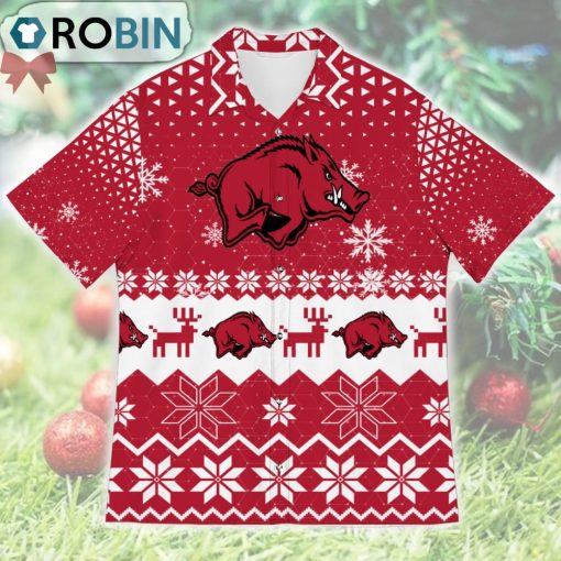 Arkansas Razorbacks Ugly Christmas Design Short Sleeve Shirt