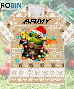 Army Black Knights Baby Yoda Star Wars Ugly Christmas Design Short Sleeve Shirt Army Black Knights Baby Yoda Star Wars Ugly Christmas Design Short Sleeve Shirt