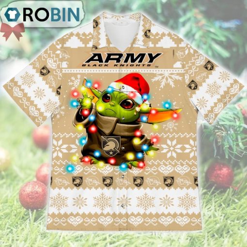 Army Black Knights Baby Yoda Star Wars Ugly Christmas Design Short Sleeve Shirt