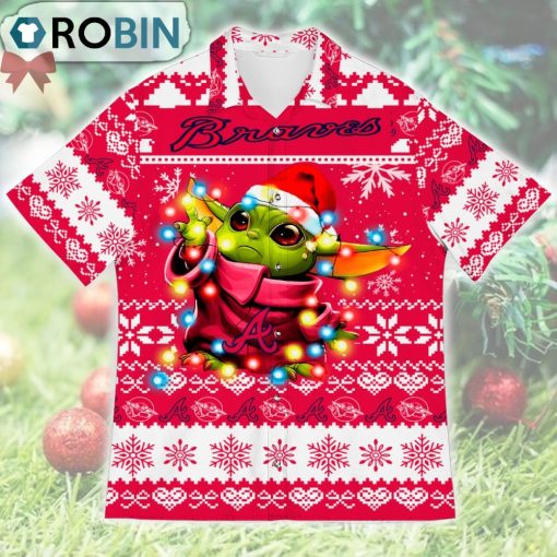 Atlanta Braves Baby Yoda Star Wars Ugly Christmas Design Short Sleeve Shirt