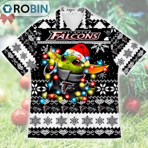 Atlanta Falcons Baby Yoda Star Wars Ugly Christmas Design Short Sleeve Shirt