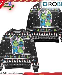 baby-grinch-and-stitch-snowman-pattern-claus-ugly-christmas-sweatshirt-sweater-1