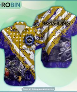Baltimore Ravens Mascot American Flag NFL Hawaiian Shirt Baltimore Ravens Mascot American Flag NFL Hawaiian Shirt