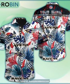Baltimore Ravens Tropical Leaf Pattern Hawaiian Shirt Baltimore Ravens Tropical Leaf Pattern Hawaiian Shirt
