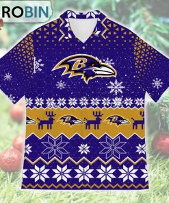 Baltimore Ravens Ugly Christmas Design Short Sleeve Shirt