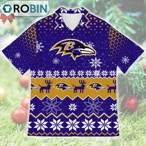 Baltimore Ravens Ugly Christmas Design Short Sleeve Shirt