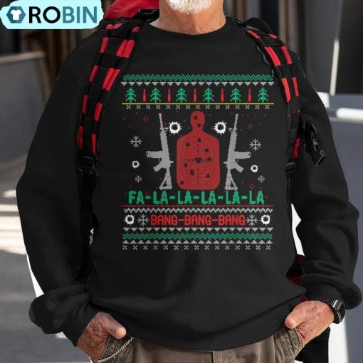 Bang Bang Ar-15 Gun Point Cool Christmas Ugly Ugly Christmas Sweatshirt
