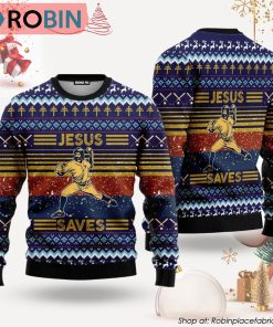 Baseball Funny Jesus Save Ugly Christmas Sweater