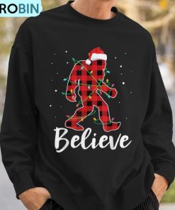 believe-plaid-bigfoot-christmas-light-sasquatch-santa-ugly-christmas-sweatshirt-3