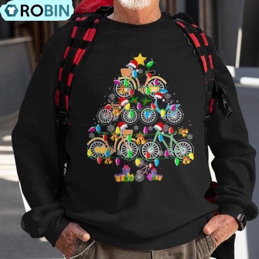 Bicycle Christmas Tree Santa Bicycle Lover Biker Ugly Christmas Sweatshirt