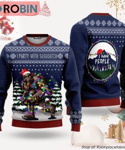 Bigfoot Christmas I Party With Sasquatch Camping Knitting Pattern Christmas Ugly Christmas Sweater
