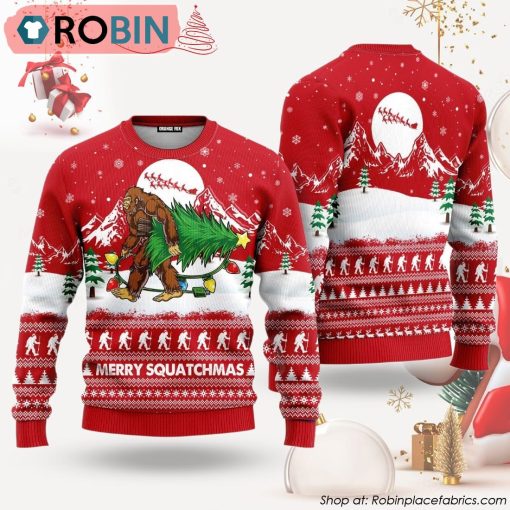Bigfoot Mery Squatchmas Ugly Christmas Sweater