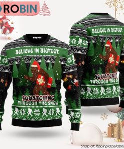 Bigfoot Through Snow Ugly Christmas Sweater