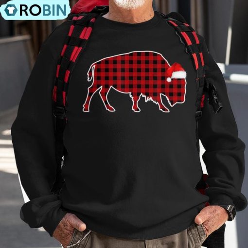 Bison Red Plaid Buffalo Christmas Pajamas Family Ugly Christmas Sweatshirt
