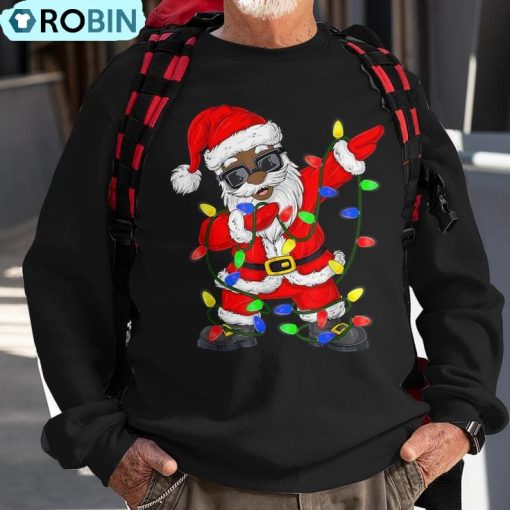 Black African American Santa Claus Christmas Pajamas 2023 Ugly Christmas Sweatshirt