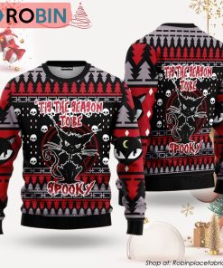 Black Cat Spooky Halloween Ugly Christmas Sweater U Black Cat Spooky Halloween Ugly Christmas Sweater U