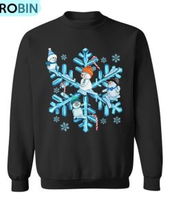 Blue Snowflakes And Snowman Merry Christmas Family Matching Ugly Christmas Sweatshirt