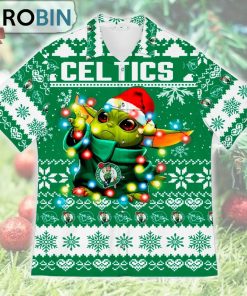 Boston Celtics Baby Yoda Star Wars Ugly Christmas Design Short Sleeve Shirt Boston Celtics Baby Yoda Star Wars Ugly Christmas Design Short Sleeve Shirt