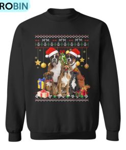 Boxer Ugly Christmas Sweater Santa Hat Ugly Christmas Sweatshirt