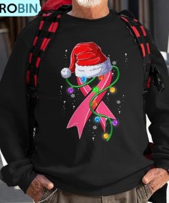 breast-cancer-christmas-santa-hat-pink-ribbon-xmas-tree-snow-ugly-christmas-sweatshirt-1