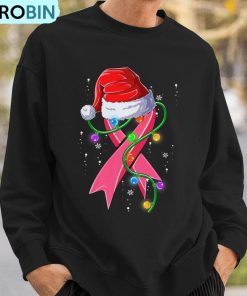 breast-cancer-christmas-santa-hat-pink-ribbon-xmas-tree-snow-ugly-christmas-sweatshirt-3