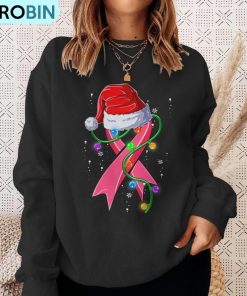 breast-cancer-christmas-santa-hat-pink-ribbon-xmas-tree-snow-ugly-christmas-sweatshirt-4