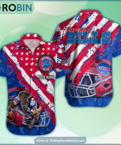 Buffalo Bills Mascot American Flag NFL Hawaiian Shirt Buffalo Bills Mascot American Flag NFL Hawaiian Shirt