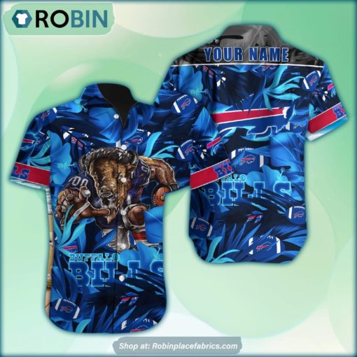 Buffalo Bills Tropical Leaf Mascot 3D Printed Summer Hawaiian Shirt