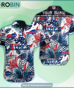 Buffalo Bills Tropical Leaf Pattern Hawaiian Shirt Buffalo Bills Tropical Leaf Pattern Hawaiian Shirt