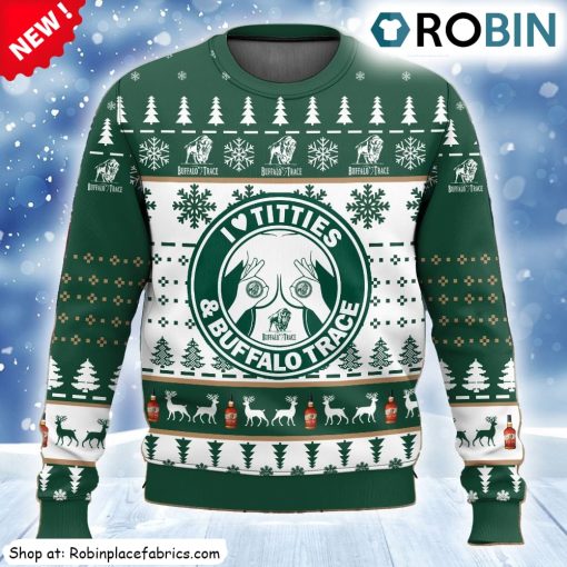 Buffalo Trace Titties Funny Ugly Christmas Sweatshirt, Sweater