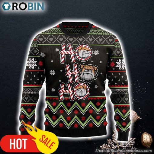 Bulldog Ho Ho Ho Dog Lover Ugly Christmas Sweater Xmas Gifts For Him or Her