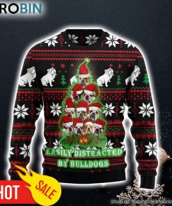 Bulldog Pine Tree Christmas Ugly Christmas Sweater Xmas Gifts For Him or Her