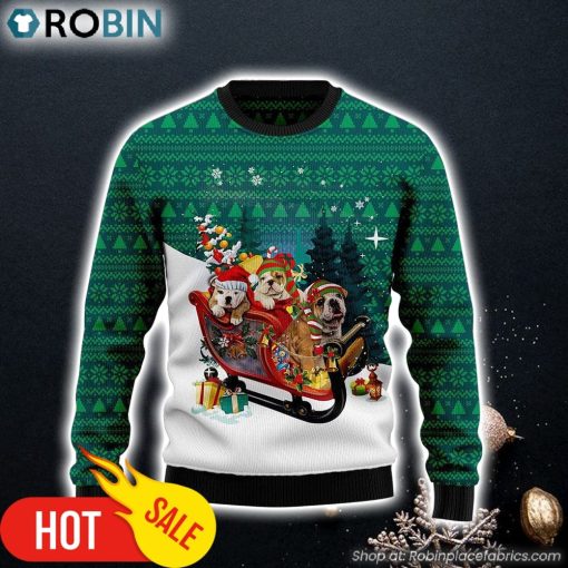 Bulldog Sleigh With Santa Funny Gift Ugly Christmas Sweater Christmas Gift For Pet Lovers