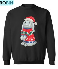 Bunny With Christmas Sweater Xmas Rabbit Christmas Ugly Christmas Sweatshirt