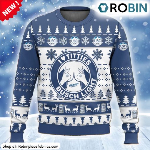 Busch Light Titties Funny Ugly Christmas Sweatshirt, Sweater