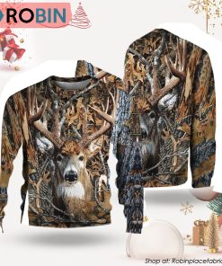 Camo Deer Hunter Ugly Christmas Sweater