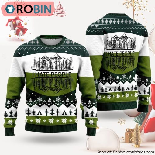 Camping I Hate People Ugly Christmas Sweater